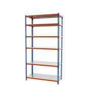 Étagère en métal bleu orange galvanisé 6 charge 180 kgs dim.2500x900x500mm sans vis