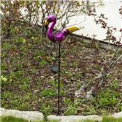 Flamant à planter solaire décoration de jardin 1 led hauteur 84cm rose