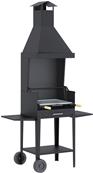 Barbecue avec hotte sur chariot en acier au carbone cuisson 55x40cm