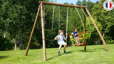 Portique en bois pour enfants MILO ,  Dim.27x189x222cm, âges 3 à 12 ans