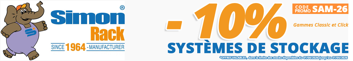 10% de remise sur votre syst&egrave;me de stockage, dimensions, coloris, nombre d'&eacute;tag&egrave;re au choix chez Bricommerce
