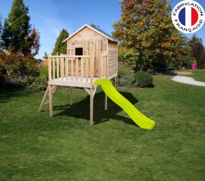 Cabane pour enfants en bois sur pilotis CHARLOTTE,  Dim.308x229x235cm, âges 3 à 12 ans