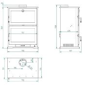 CH-9 - poêle à bois en acier, four de face, dble combustion, noir