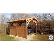 Abri 2 pentes Bois Douglas France Carport Auvent voiture 350x750cm H 250cm