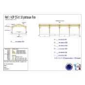 Abri 2 pentes Bois Douglas France Carport Auvent voiture 550x1450cm max H 250cm