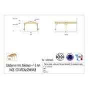 Abri 2 pentes Adossé Bois Douglas France Carport Auvent voiture 500x550cm H 250cm