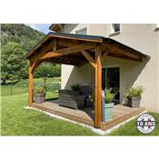 Abri 2 pentes Adossé Bois Douglas France Carport Auvent voiture 600x650cm H 250cm