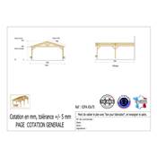 Abri 2 pentes Adossé Bois Douglas France Carport Auvent voiture 650x750cm H 250cm