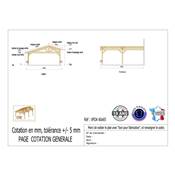 Abri 2 pentes Faitage Décalé Adossé Bois Douglas France Carport Auvent voiture 600x650cm H 250cm