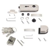 Kit serrure gâche doubles loquet horizontal porte verre 8-12mm acier finition inox