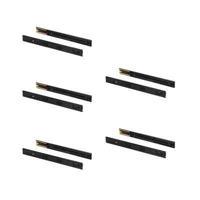 Lot 5 jeux Coulisses tiroirs roulement billes haut. 45mm prof. 300mm sortie totale  amortie Noir