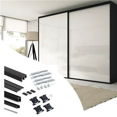 Kit quincaillerie armoire 2 portes couli. s f. souple Placard 74 poignée Sharp ép. 16mm Noir