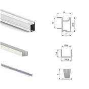 Kit quincaillerie armoire 2 portes coulissantes f. souple Placard 74 poignée Sharp ép. 19mm blanc
