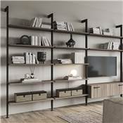 Lot consoles 5 étagères bois structure Zero planches non incluses Zamak noir texturé