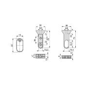 Tube penderie ovale 30x15mm avec supports