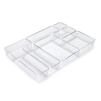 Kit 8 seaux organisateurs Cube tiroirs plastique Transparent