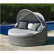 Lit Bain de soleil Finition anthracite cordage gris tissus gris clair,TENERIFE