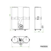 Aspirateur mobile monophasé 320 litres 2 sacs 3000w fm300s-mono