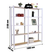 Étagère en métal blanc osb 10 étagères charge 200 kgs dim.2100x1600x300mm sans vis