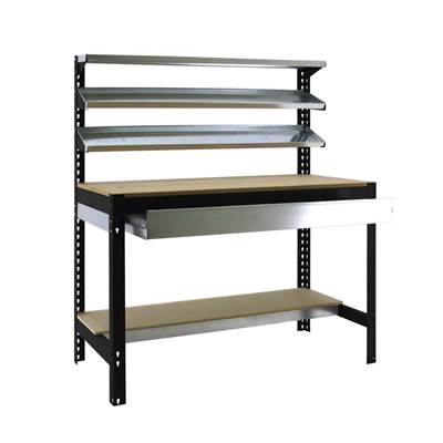 Établi métal anthracite bois capacité charge 400 kgs dim.1445x1210x610mm à visser