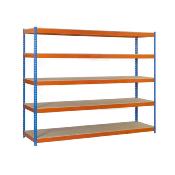 Étagère en métal bleu orange bois 10 étagères 600 kgs dim.2500x1500x600mm sans vis
