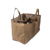 Sac porte bûches en jute naturel 60x30x40cm 330 g/m² intérieur plastifié beige