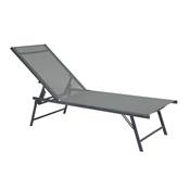 Transat réglable 5 positions 82x53x33,5cm 120kg tissus textilène gris