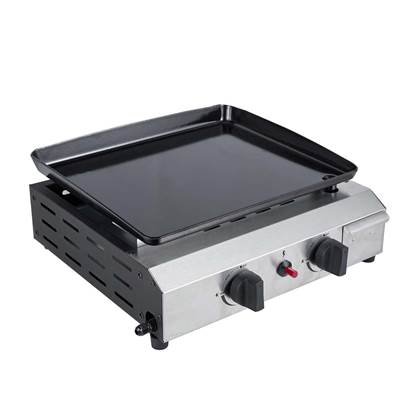 Plancha gaz grise et noir 2 brûleurs 4,8Kw dim.40x34cm