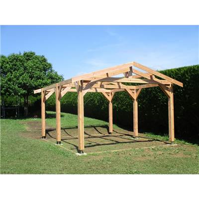 Abri Deux Pentes, Bois DOUGLAS Français, Carport, Auvent, Abri voiture
