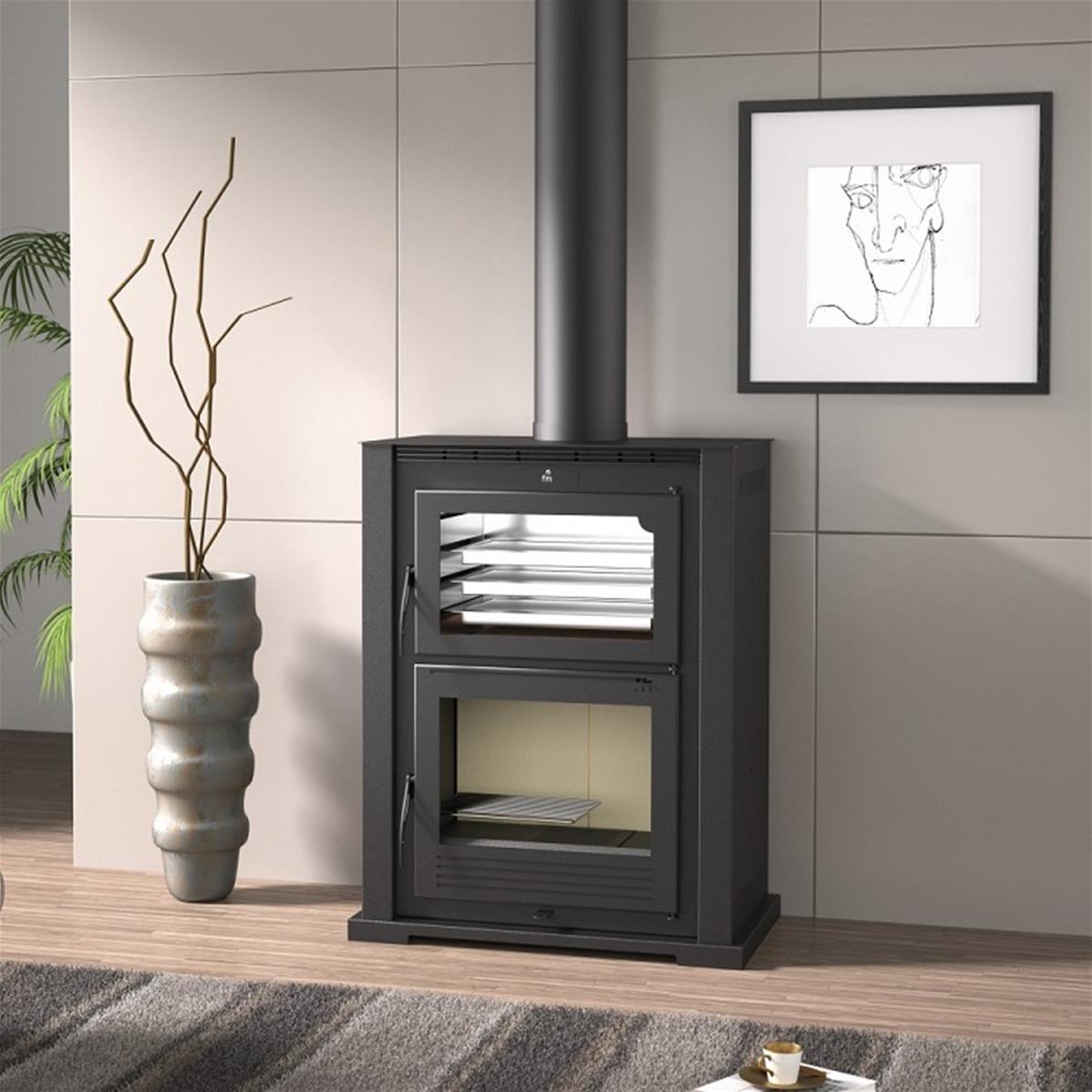 Poêle à bois avec four en acier Dakota – 9,5 kW - FM Calefaccion