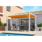 Pergola aluminium structure blanche 12 m² toile d'ombrage