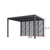 Pergola bioclimatique aluminium anthracite 10.80 m² 5 moucharabieh grd côté