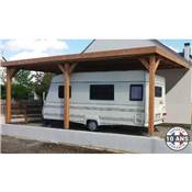 Abri Toit Plat Adossé Bois Douglas France Carport Auvent Camping-car 400x700cm H 320cm