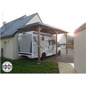 Abri Toit Plat Adossé Bois Douglas France Carport Auvent Camping-car 450x700cm H 320cm