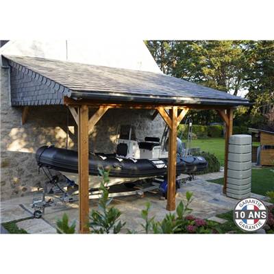 Abri 1 pente Adossé Bois Douglas France Carport Auvent voiture 300x500cm H 250cm