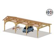 Abri 2 pentes Faitage Décalé Bois Douglas France Carport Auvent voiture 550x1050cm H 250cm