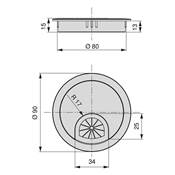 Lot 7 passe-câbles circulaires diam. 80mm encastrer Zamak Chromé,