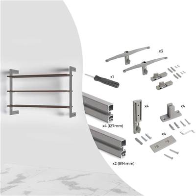 Kit cadre modulaire Zero matériel fixation murale alu. Zamak gris pierre