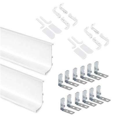 Kit 2 profils supérieurs Gola meubles cuisine long. 2,35m accessoires alu. blanc.