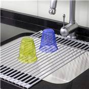 Égouttoir flexible enroulable silicone acier plastique gris