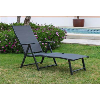 2 Bains de soleil pliables anthracite tissus gris foncé, MELIDE