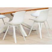 2 Fauteuils à manger Finition Aluminium et Résine tissus blanc