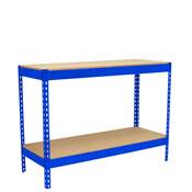Table de travail en métal bleu bois charge 400 kgs dim.900x1200x450mm sans vis