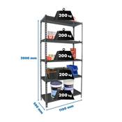 Étagère en métal anthracite 5 étagères charge 120 kgs dim.2000x1100x500mm sans vis