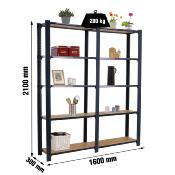 Étagère en métal anthracite osb 10 étagères 200 kgs dim.2100x1600x300mm sans vis
