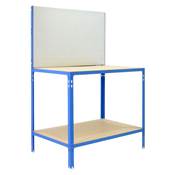 Établi bleu galvanisé bois étagères charge 220 kgs dim.1445x1210x610mm à visser