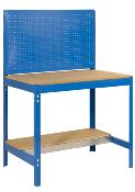 Établi métal bleu bois capacité charge 600 kgs dim.1445x1210x610mm à visser