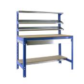 Établi métal bleu bois capacité charge 600 kgs dim.1445x1210x610mm à visser