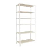 Étagère en métal blanc bois 6 étagères 200 kgs dim.2500x1100x300mm sans vis