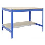 Établi métal bleu bois capacité charge 600 kgs dim.842x1210x610mm à visser